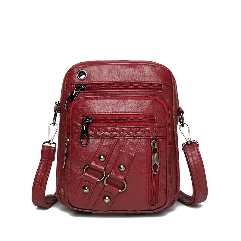 Женская мягкая кожаная сумка через плечо, сумка для мамы, большая вместимость, ретро-сумка для мобильного телефона