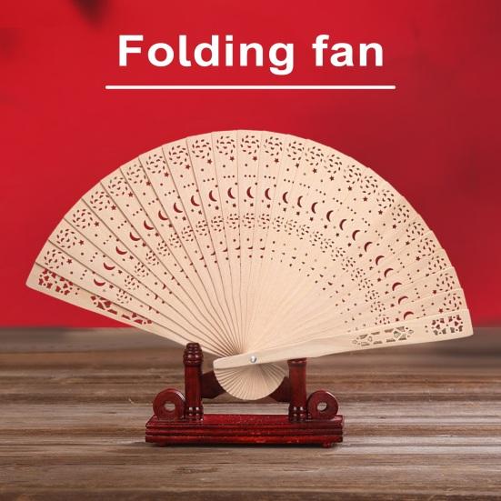 1/10/20Pcs Wooden Folding Fan Hollow Portable Fan Summer Hand Held Ribs Wedding Desktop Decoration