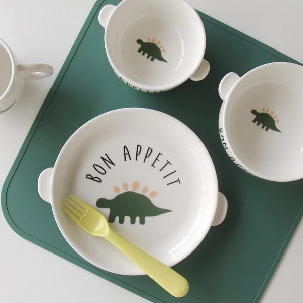 Doho Dibona Baby Tableware Set, Dino, 1 Handy Plate + 1 Tray + 1 Handy Ball S + 1 Handy Ball M + 1 Mug, Popular Korean Parenting Items