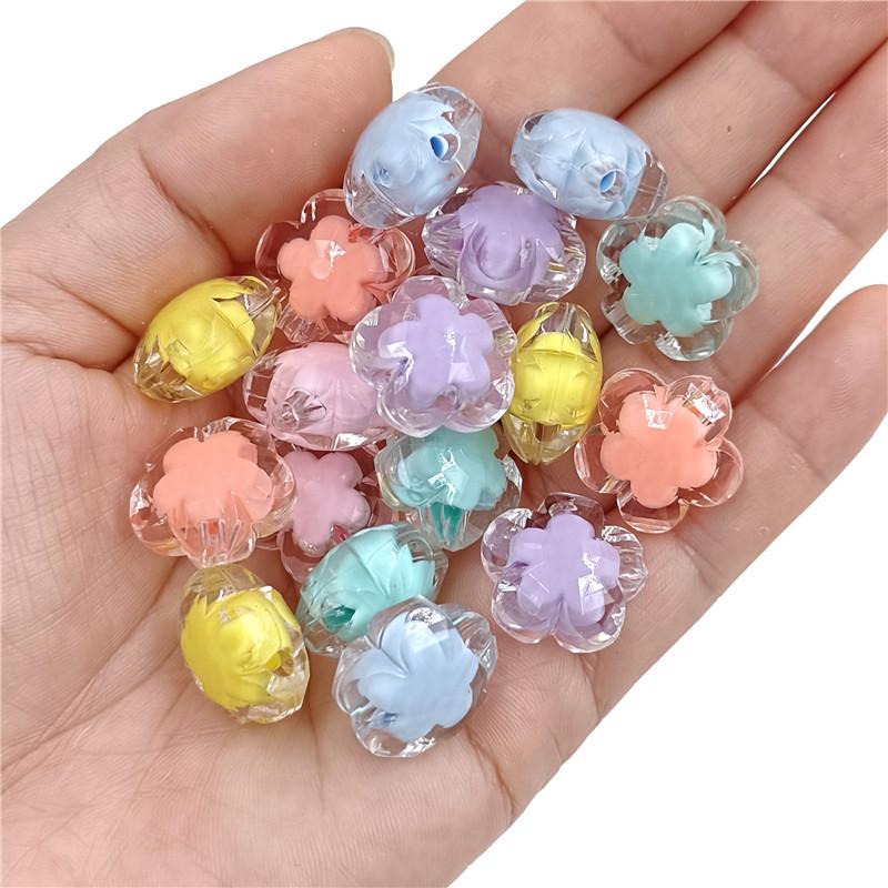 Jewelry Making DIY For Loose Beads 5Pcs 17*11mm Beads Sandwich Beads Transparent Frosted Flower Flower Beads Pendant Accessories
