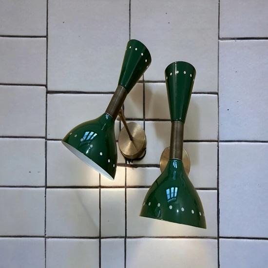 Green Brass Diablo Sputnik Stilnovo Double Sconce Mid-Century Modern Lighting Vanity Light Fixture for Any Room Bathroom, Kitchen, Living
