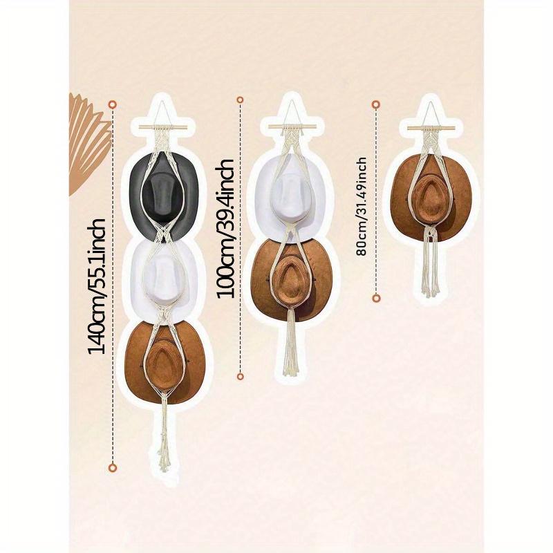 1 шт./1 комплект Макраме Деревянная Подставка для Шляп Плетеная Подставка для Шляп Ручной Работы Органайзер для Шляп Настенные Полки Подставка для Ковбойских Шляп для Бейсбола Общежития Кабинета Над Дверью