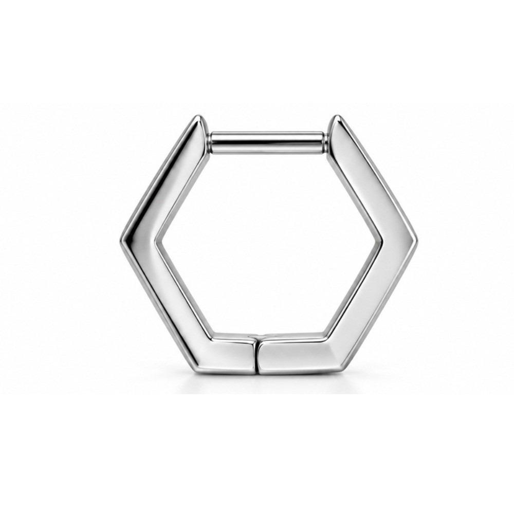 G23 Titanium Hexagon Ear Hanger Silver Tone Stud earrings New Earrings  Unisex