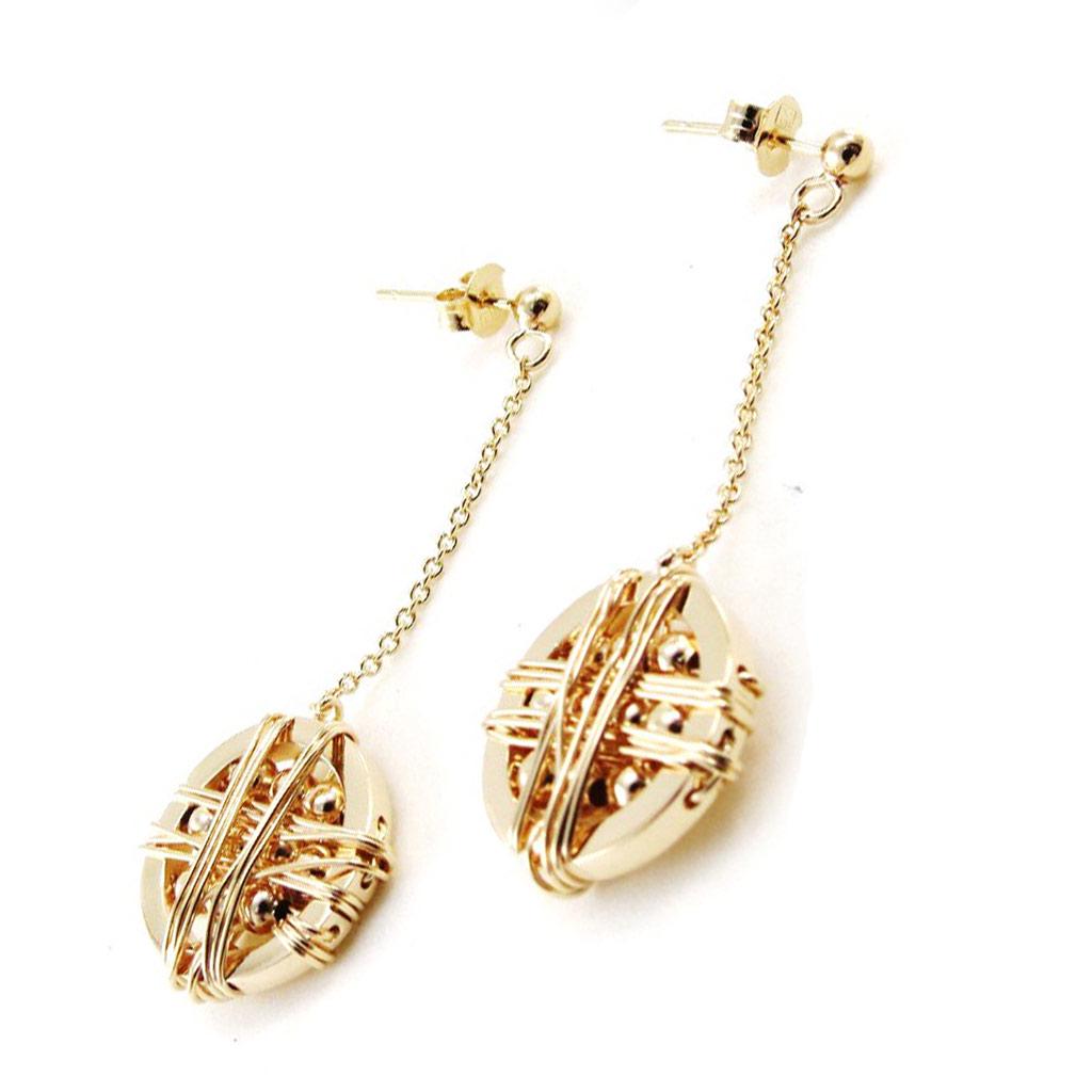 Les Trésors De Lily [J0359] - Gold Plated 'Choreography' Earrings - 45x15 Mm