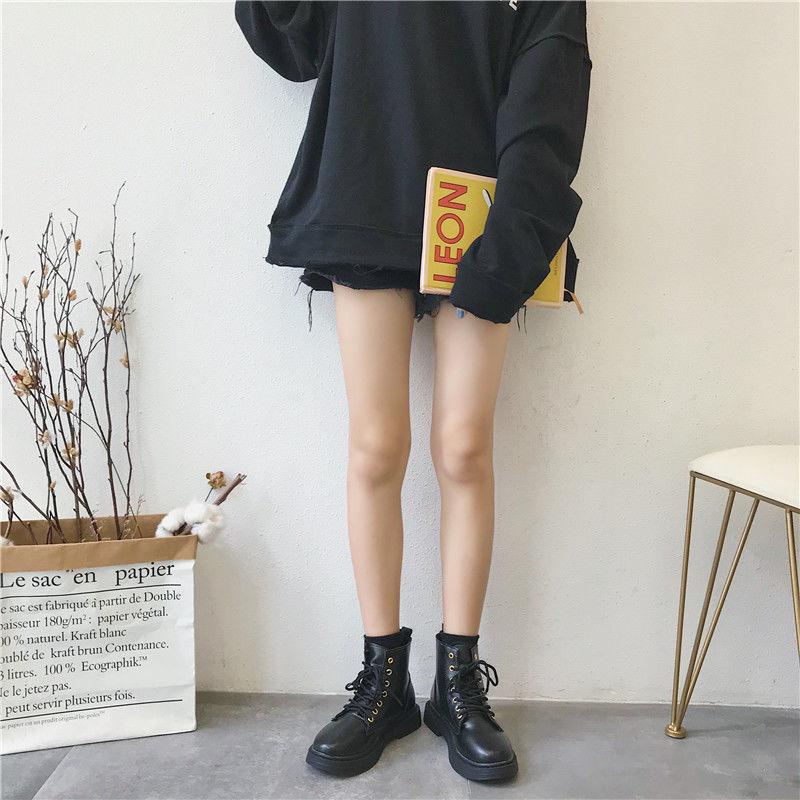 Женские ботильоны на плоской платформе, весенние ботинки, черные, со шнуровкой, черные, средние, туфли на толстой подошве, модная обувь для вечеринок cvb56