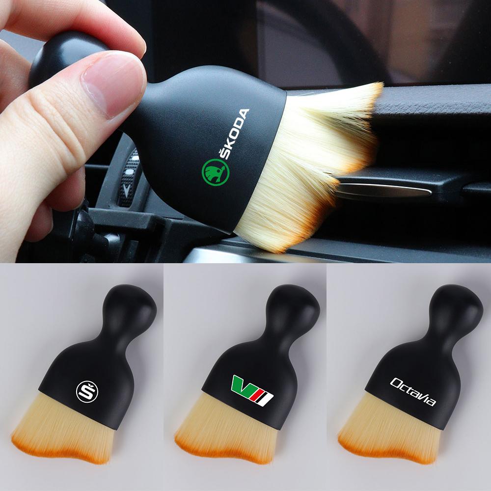 LQLT3 Car Styling Air Outlet Dashboard Cleaning Soft Brush Dust Removal Sweeping Tool for Skoda Octavia Kodiaq Fabia Superb VII S VRS