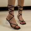 Мода 2024 года, новые туфли для женщин, летние босоножки на высоком каблуке с перекрестными ремешками, женские модные туфли-лодочки с открытым носком и шнуровкой, женские босоножки на квадратном каблуке