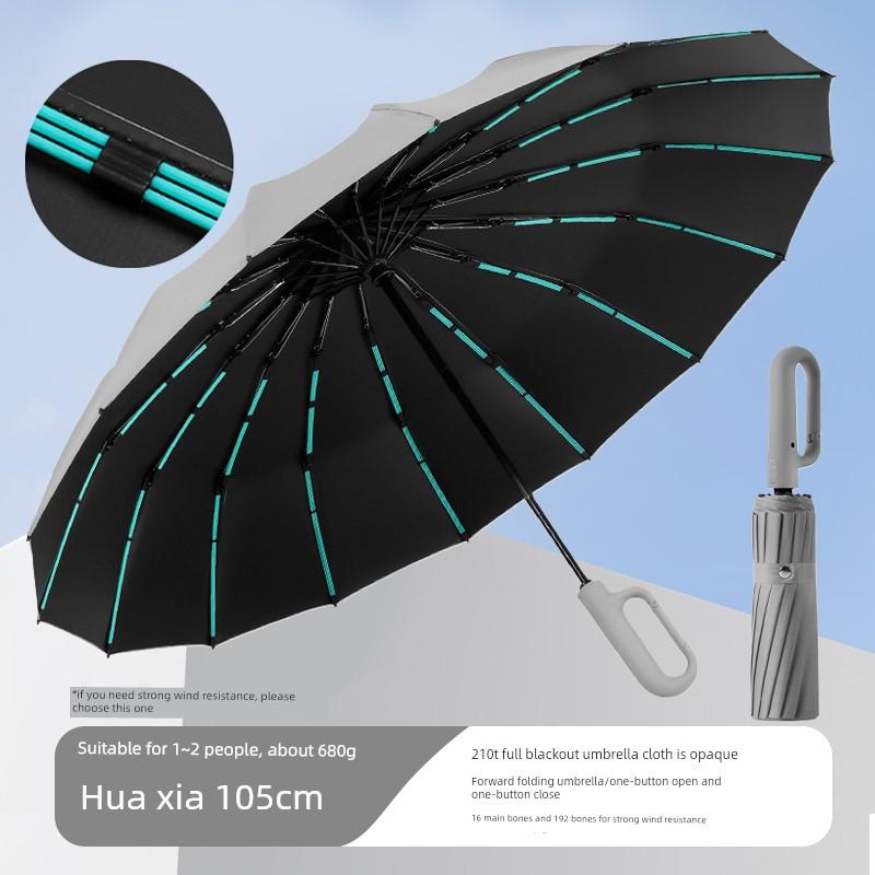Umbrella with Enlarged and Thickened Reinforced Double-Ribbed Ring Buckle, Fully Automatic, Double-Layer Storm-Resistant, Large Size, Specifically