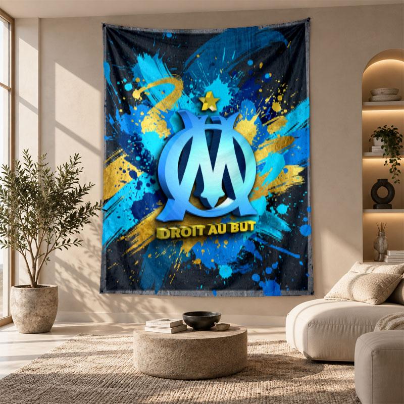 Decorative Tapestry,Olympique Lyonnais FC Printed Wall Art, Lightweight Wall Hanging For Bedroom Background