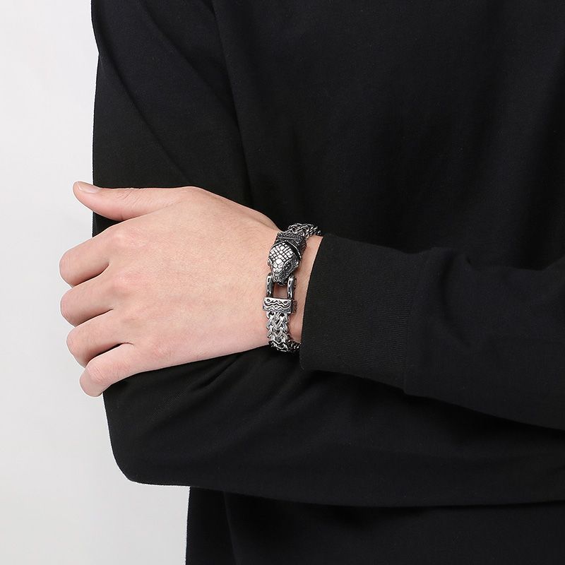 Змея Натал Украшения Нордический Викинг Голова Змеи Цепочка с Лицевой и Обратной Стороной Мужской Браслет в Подарок Друзьям