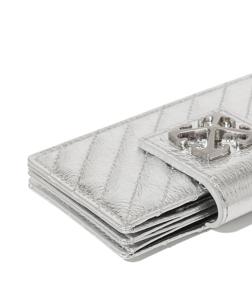 Off-White Quilted Accordion Card Wallet (Silver)