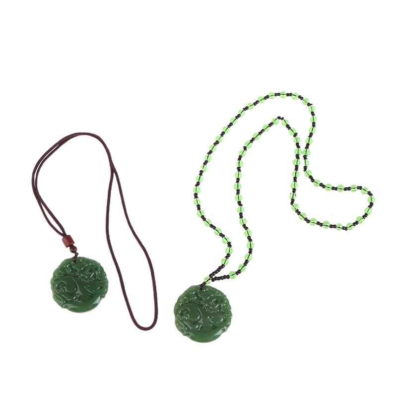 Классический зеленый кулон нефритовое ожерелье модные украшения с подвесками резное благословение амулет на удачу подарки