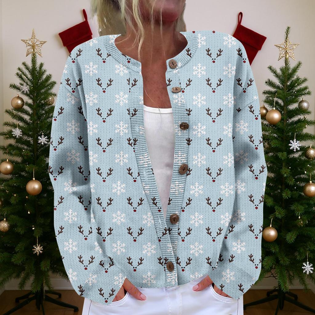 Women's  Cardigan Long Sleeve Lightweight Fun Christmas Print Jacket