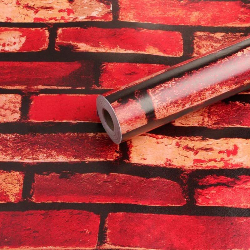 45см классический кирпичный узор ПВХ водонепроницаемая фоновая наклейка на стену 3D трехмерная самоклеящаяся декоративная наклейка на стену