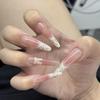 Французский Кошачий Глаз Балетная Юбка Розовый Бант Ногти - Высококачественные Прозрачные Отбеливающие Ручная Работа Наклейки для Маникюра