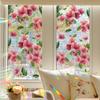 Laser-cut Iridescent Blush Peach and Green Leaf Decorative Static Cling Film for Living Room Glass Doors and Windows