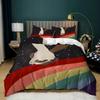 Rainbow Duvet Cover King/Queen Size LGBT Abstract Rainbow Heart Bedding Set for Girls Women Colorful Lines Soft Quilt Cover