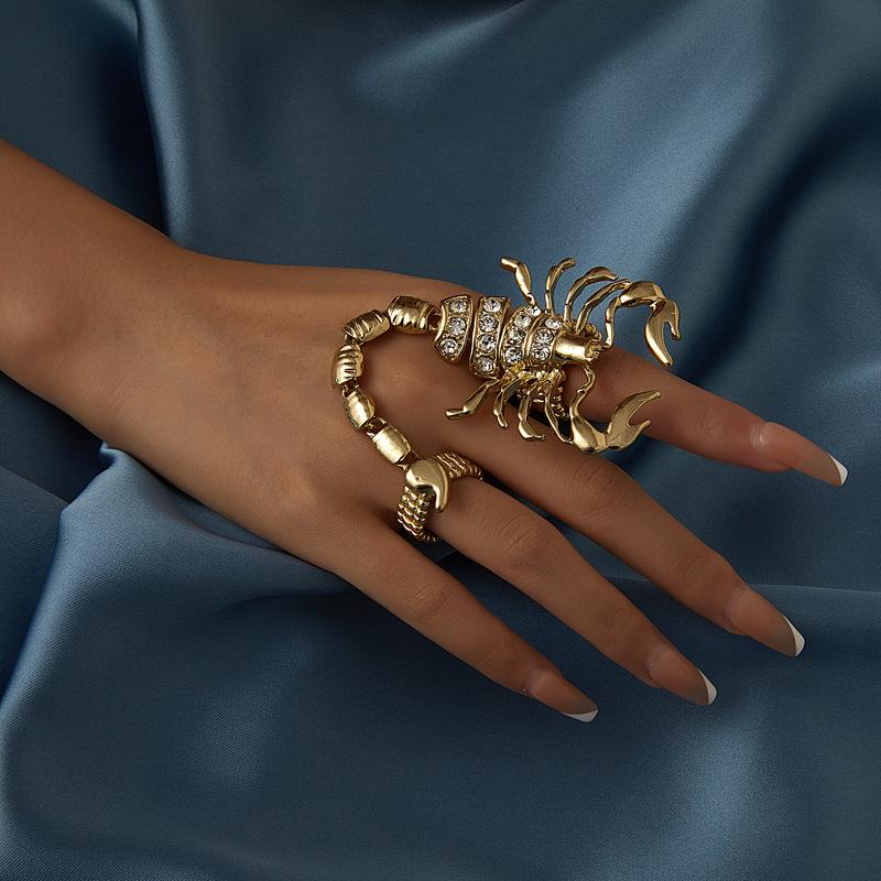 DIEZI Хип-хоп Золотой цвет Стразы Кольца Скорпиона Наборы для женщин Девушек Вечеринка Винтаж Панк Палец Сустав Костяшка Кольцо Ювелирные изделия Новые