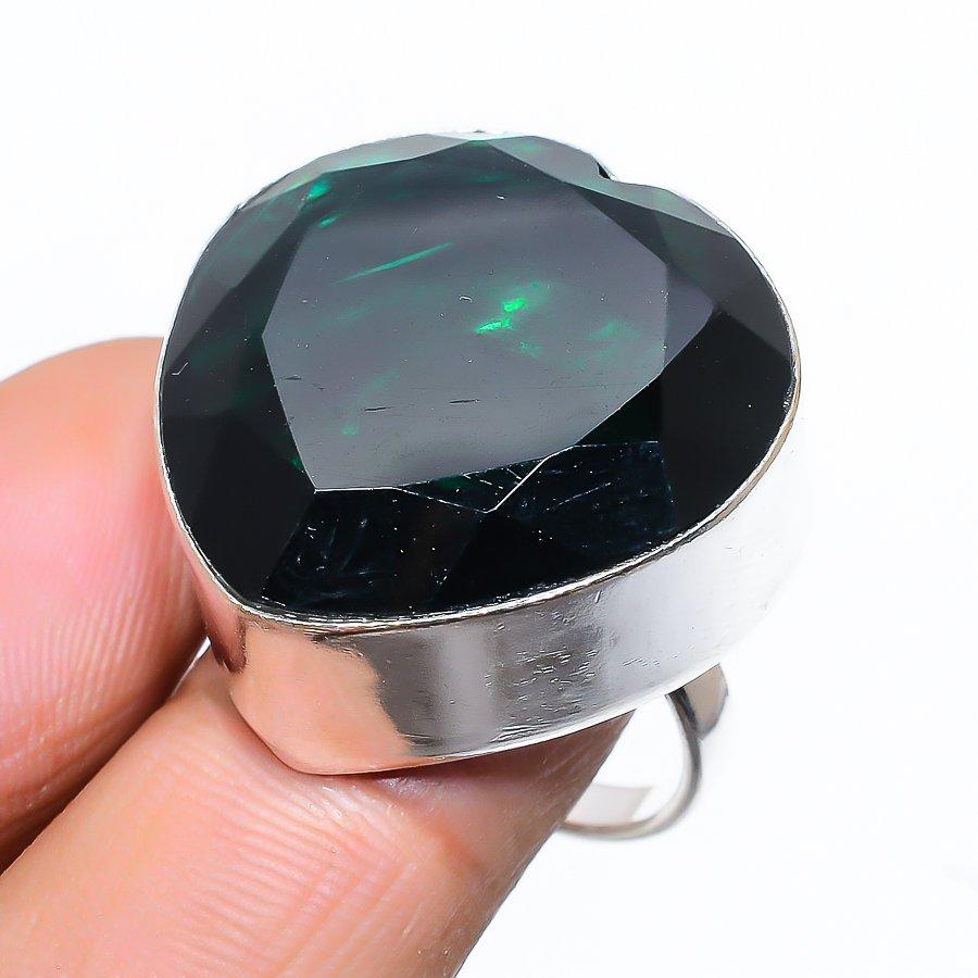 Chrome Diopside Gemstone Handmade 925 Sterling Silver Jewelry Ring Size 8 E8U96