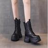 2024 Hot Sale Women's Shoes Mid-Calf Women's Boots Fashion Side Zipper Office and Career New Front Lace-up Platform Heels Boots