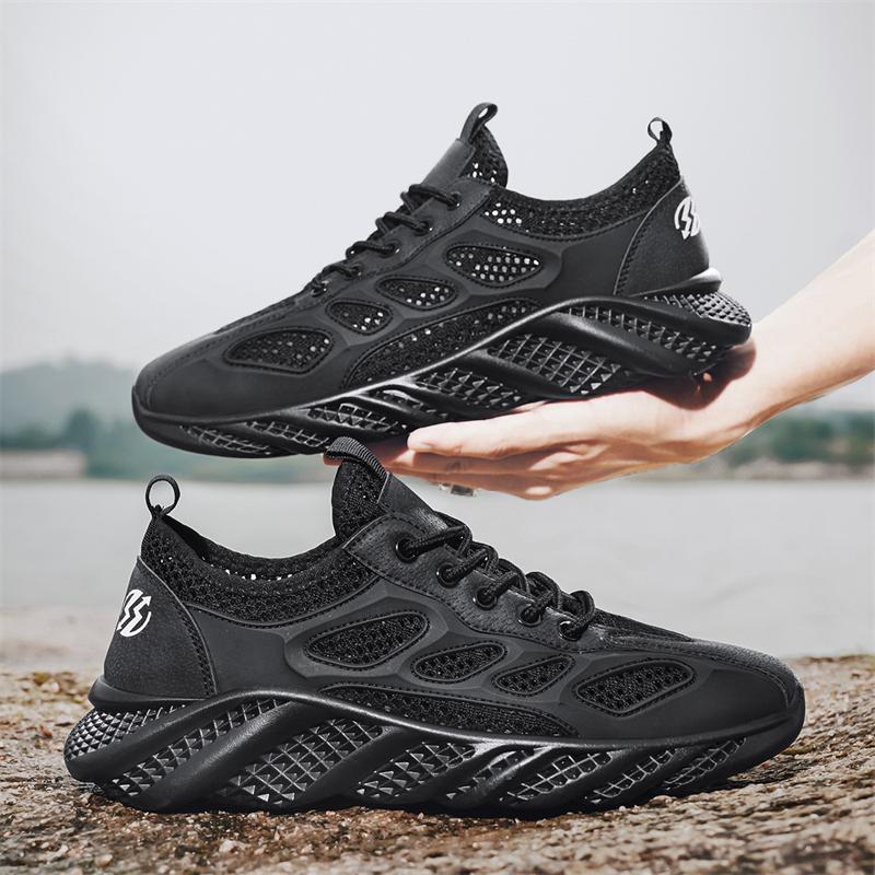 Men'S Water Shoes Outdoor Anti Slip Quick Drying Waterproof Shoes Summer Mesh Breath Lace Up Sneakers Sandals For Man Platform