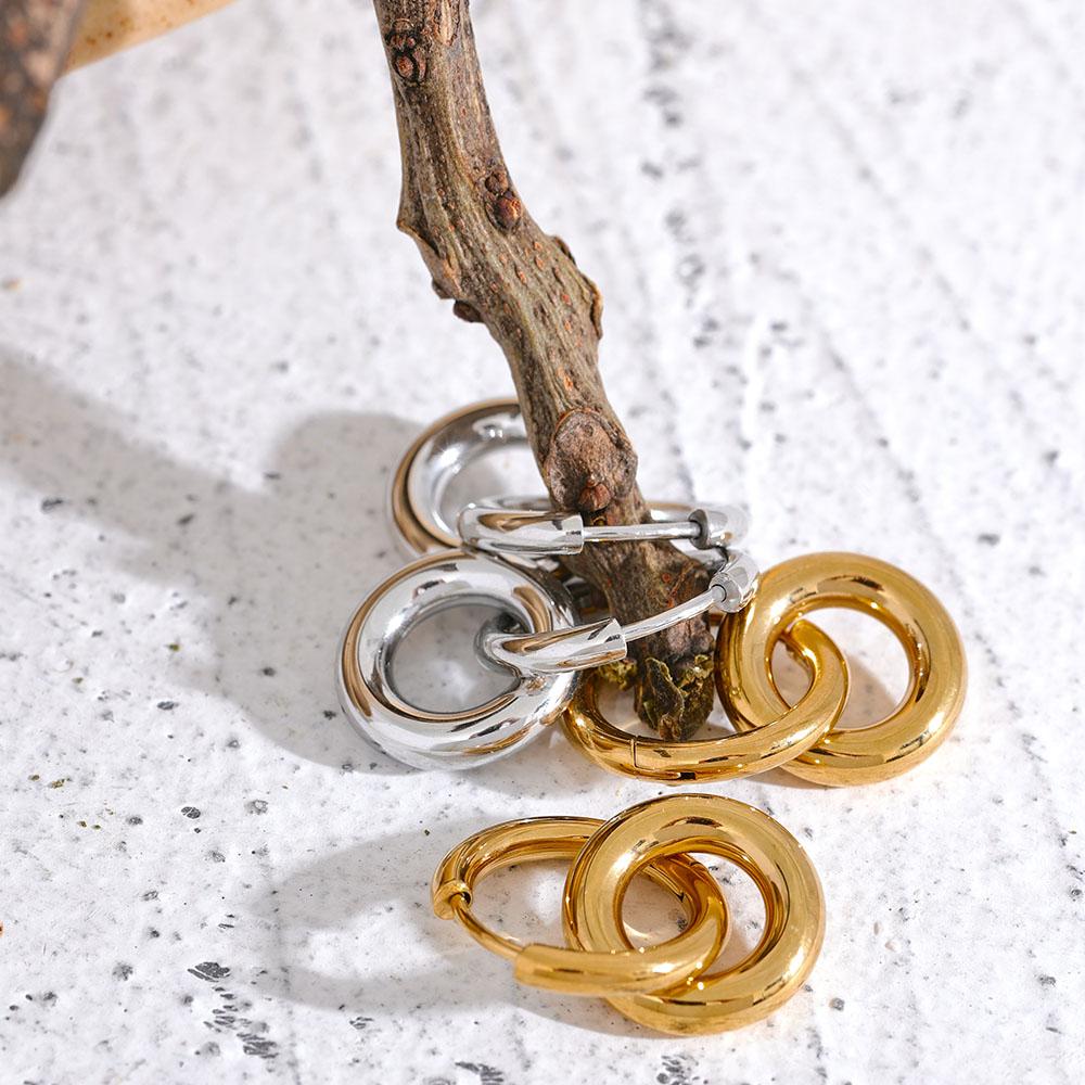 Eetit Круглые полые серьги-кольца из нержавеющей стали, очаровательные металлические серьги с PVD-покрытием 18 К, водонепроницаемые, Высокое качество, повседневные ювелирные изделия, подарок 2023