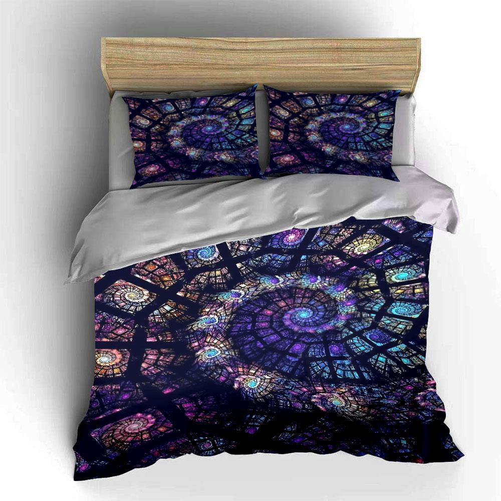 Stained glass spiral pattern. Bedding sets Duvet cover sets Duvet covers Pillowcases(1 * Duvet Cover 2 * Pillowcases without duvet insert)