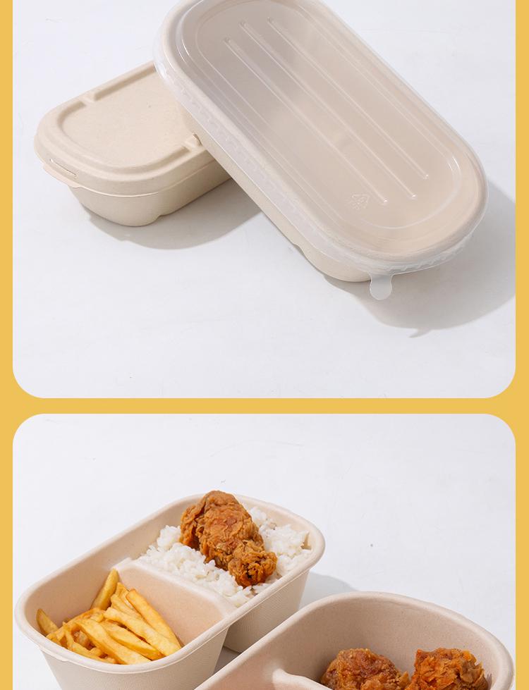 Eco-friendly Three-Compartment Disposable Bento Box – Microwaveable Paper Lunch Container for Salads and Light Meals