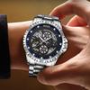 Новые мужские автоматические часы Мода Спорт Роскошь Мужские часы Водонепроницаемые Светящиеся Скелетон Механические наручные часы