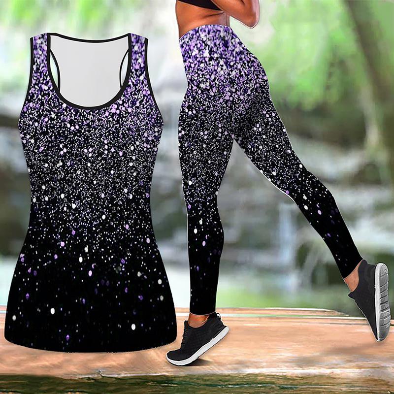 Fragmented Starlight Print Yoga Outfit for Women Fashion Workout Leggings Fitness Sports Casual Yoga Pants