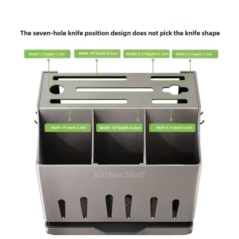Integrated Chopstick Cage With Drain Tray Spoon Fork Organizer Cutter Storage Rack  Home