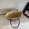 Полосатая тканая сумка-тоут с кожаными ручками, большая вместимость, летняя пляжная сумка, женская повседневная сумка, для ежедневного использования