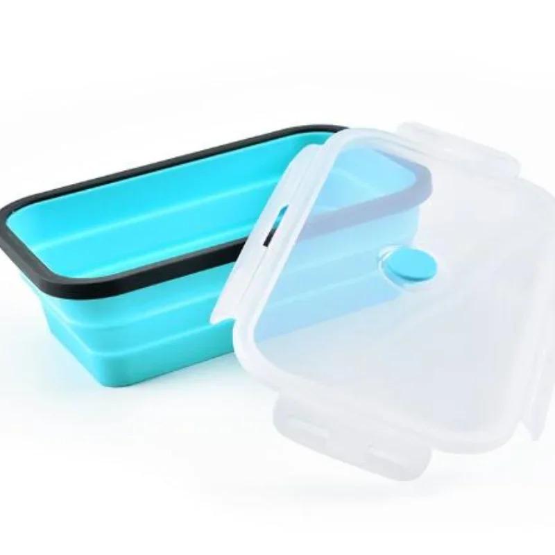 Многофункциональный складной силиконовый контейнер для ланча Bento Box, контейнер для хранения продуктов, пригодный для использования в микроволновой печи, портативный для пикника, кемпинга и отдыха на природе