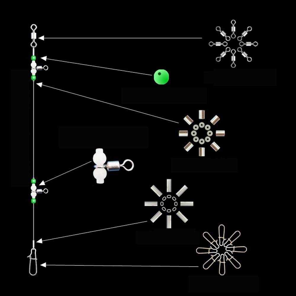 Рыболовные принадлежности Крючки для приманок Вертлюги для рыболовных снастей Светящиеся бусины Коннектор для скольжения