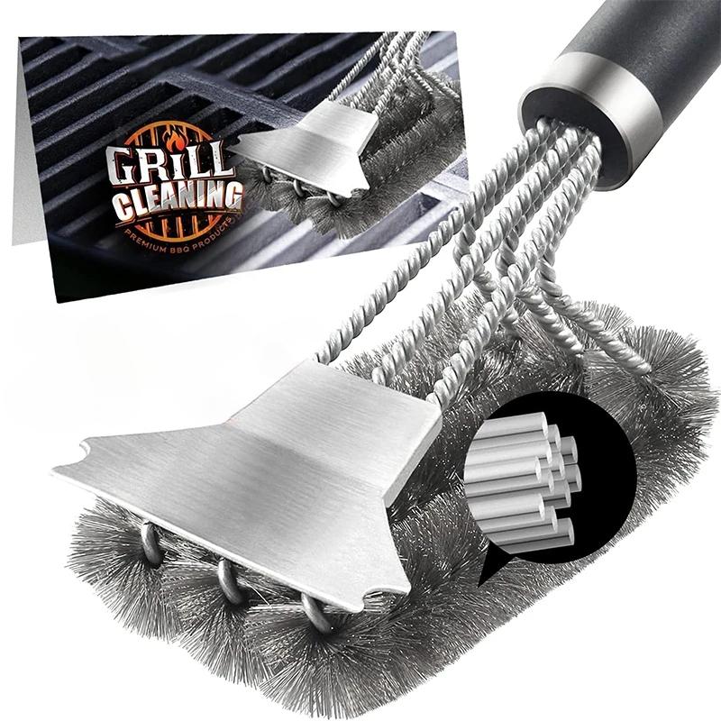 Safe Grill Brush and Scraper with Deluxe Handle Grill Cleaner Brush Stainless Steel Bristle Grill Brush Accessories