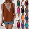 Women's Fashion Casual Sleeveless V-neck Lace Patchwork Shirt