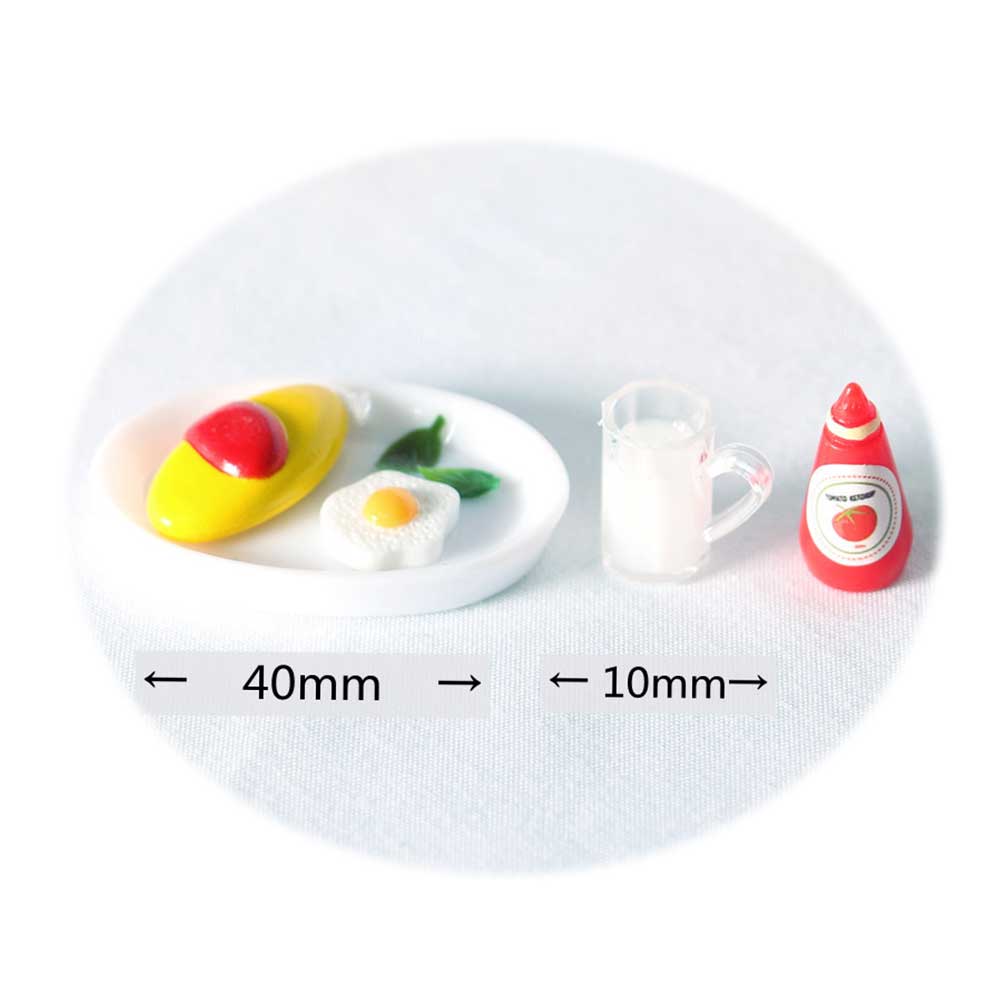 1/12 Doll House Food Kitchen Accessories Delicious Breakfast Bread Pizza Drinks Set for Kids Play Toys