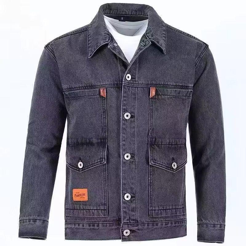 Мужская зимняя модная джинсовая куртка с бархатной подкладкой – плотная однотонная повседневная рабочая одежда