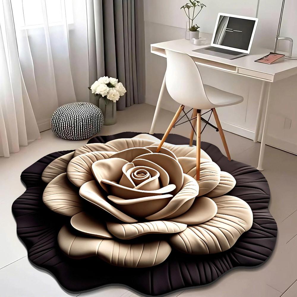 Гостиная дома 3d трехмерный напольный коврик цветочный напольный коврик кристальный бархатный ковер круглый домашний лепестки пиона коврик особой формы