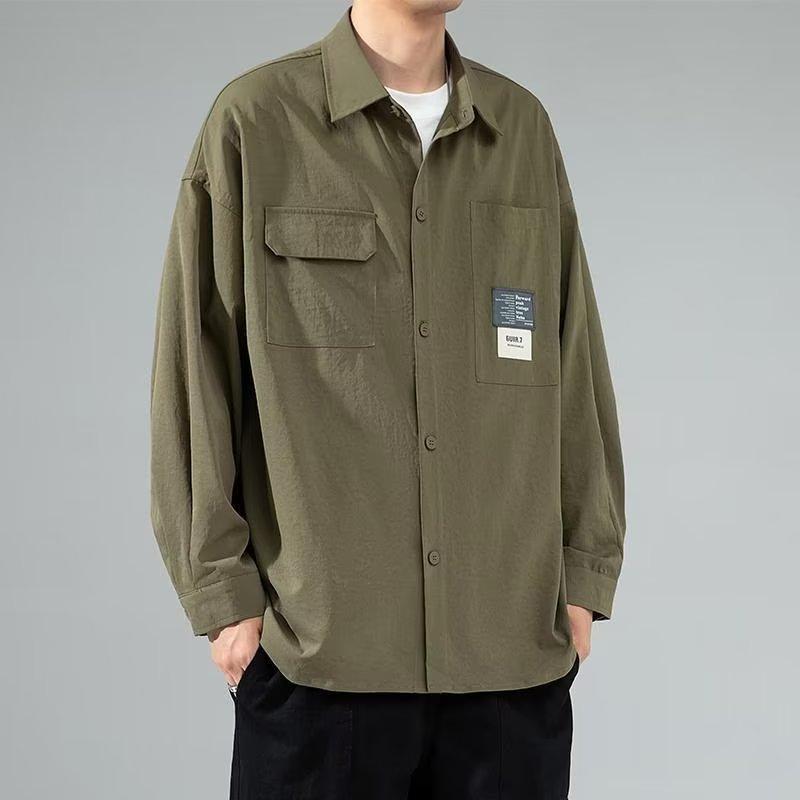 Spring and Autumn Workwear Casual Shirt Men's Long Sleeve Easy Matching Coat Fashion Loose Retro Shirt