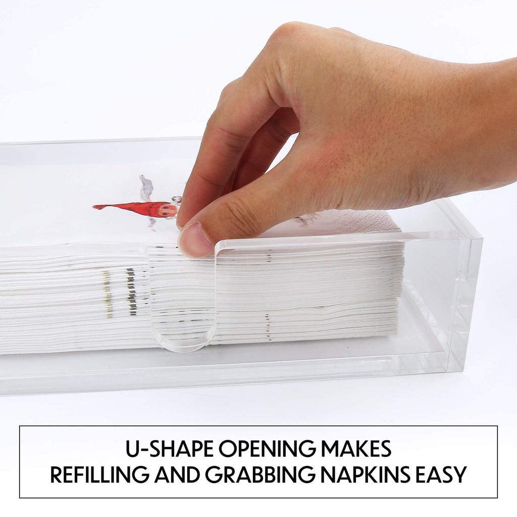 Acrylic Plastic High Transparency Trendy Instagram-style square Napkin Holder and Tissue Box for Table and bar Decor Parties