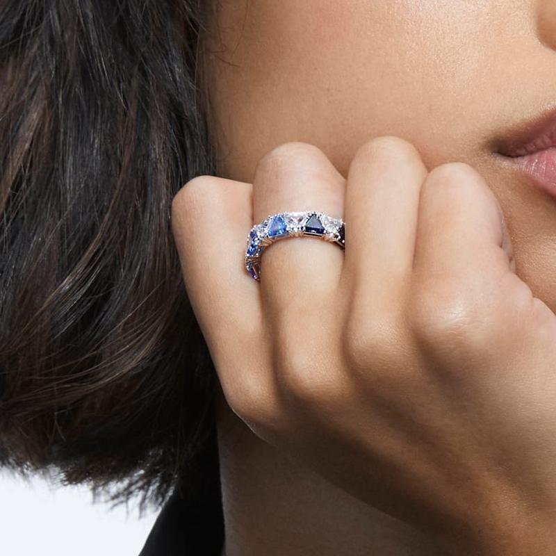 Swarovski Кольцо Millenia Cocktail из хрусталя с треугольной огранкой для женщин, синее 5608527