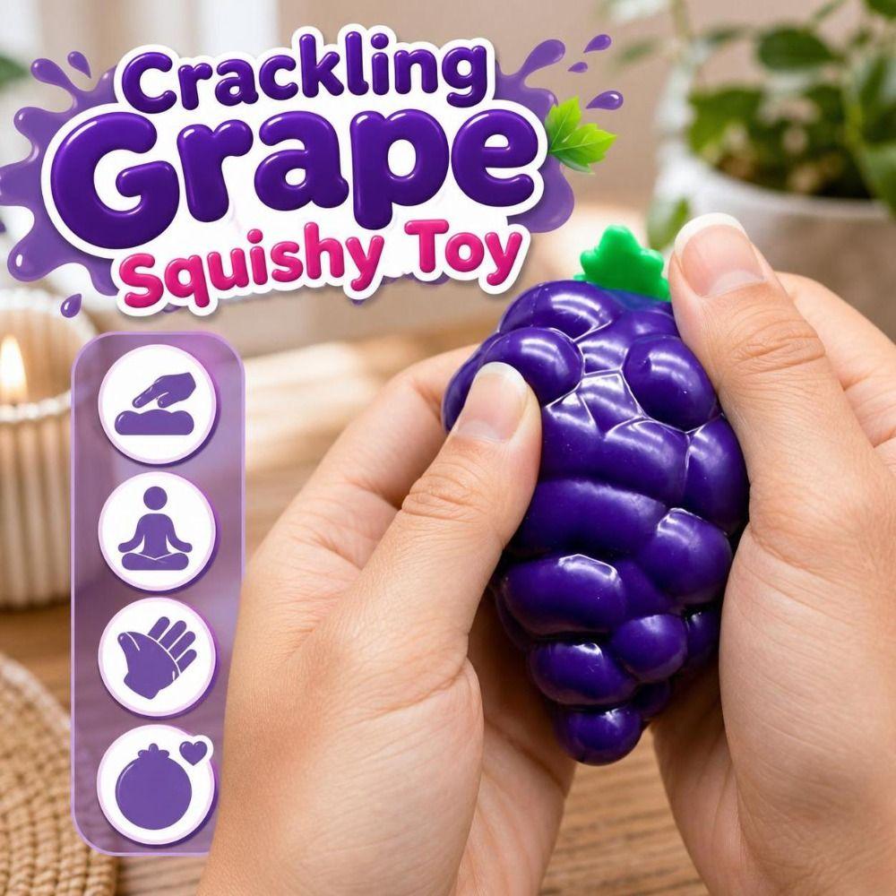 Crunchy Crackling Grape Squishy Toy Soft TPR Fidget Toy Novelty Grape Stress Ball  Home Decoration