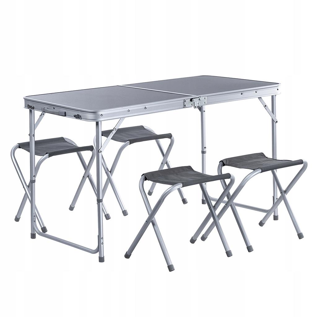 KADAX Tourist Set Folding Table 120cm + 4 Chairs 5in1 Camping Grill