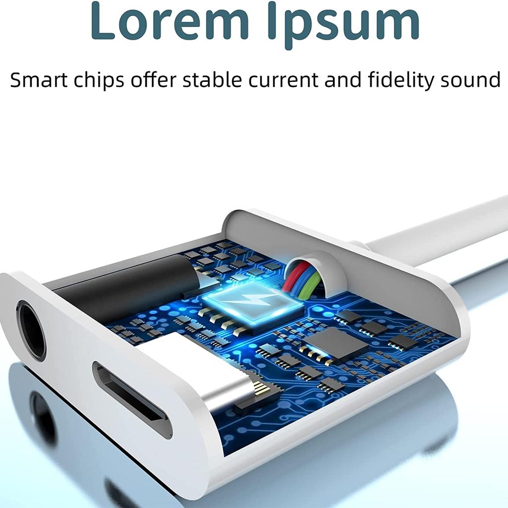 USB-C To 3.5mm Audio Accessories Type C Headphone Jack Adapter 2in1 DAC AUX Splitter Charging Cord Dongle