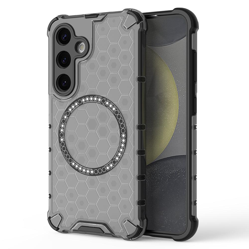 For Samsung Galaxy S25+ Magnetic Case Honeycomb Design TPU+PC Phone Cover