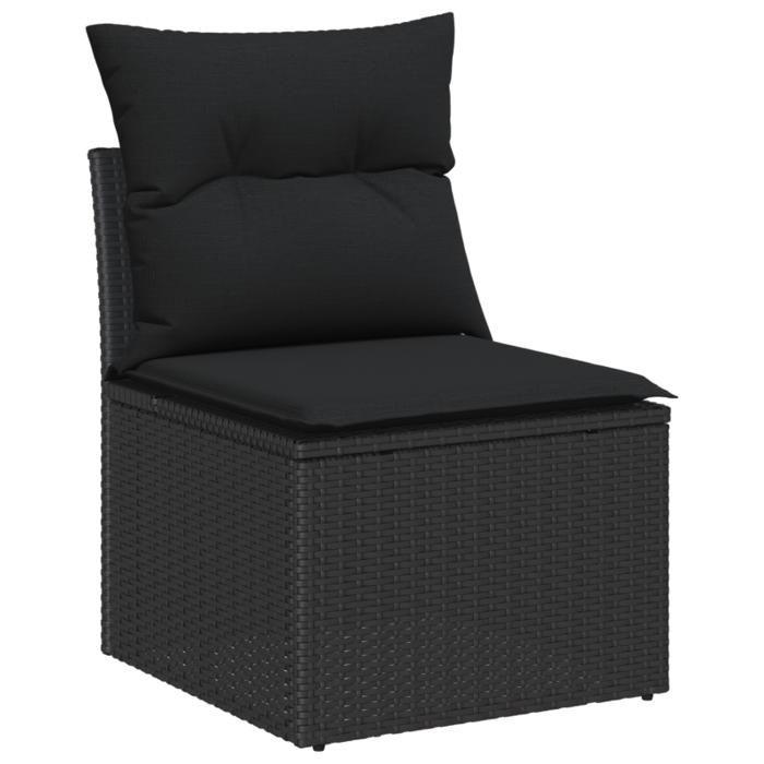 VidaXL Ensemble de canapé de jardin 7 pièces avec coussins noir en poly rotin 3345253
