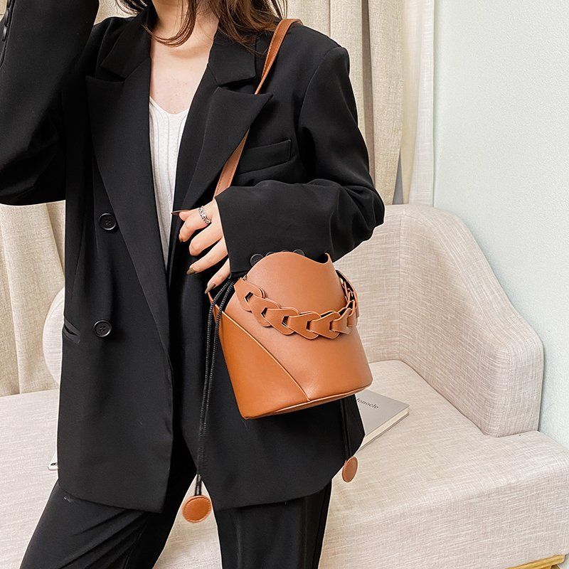 Fashionable Handheld Bucket Bag For Women, Solid Versatile Shoulder Bag, Small And Casual Crossbody Purse