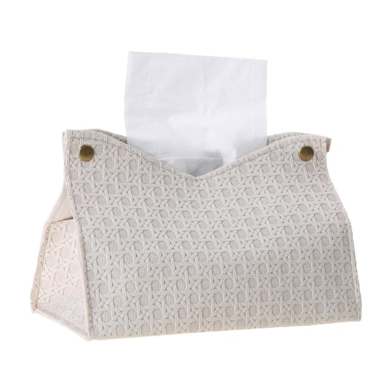 Держатель для салфеток из искусственной кожи, прямоугольный ротанговый чехол для коробки салфеток, диспенсер для бумажных салфеток для капель