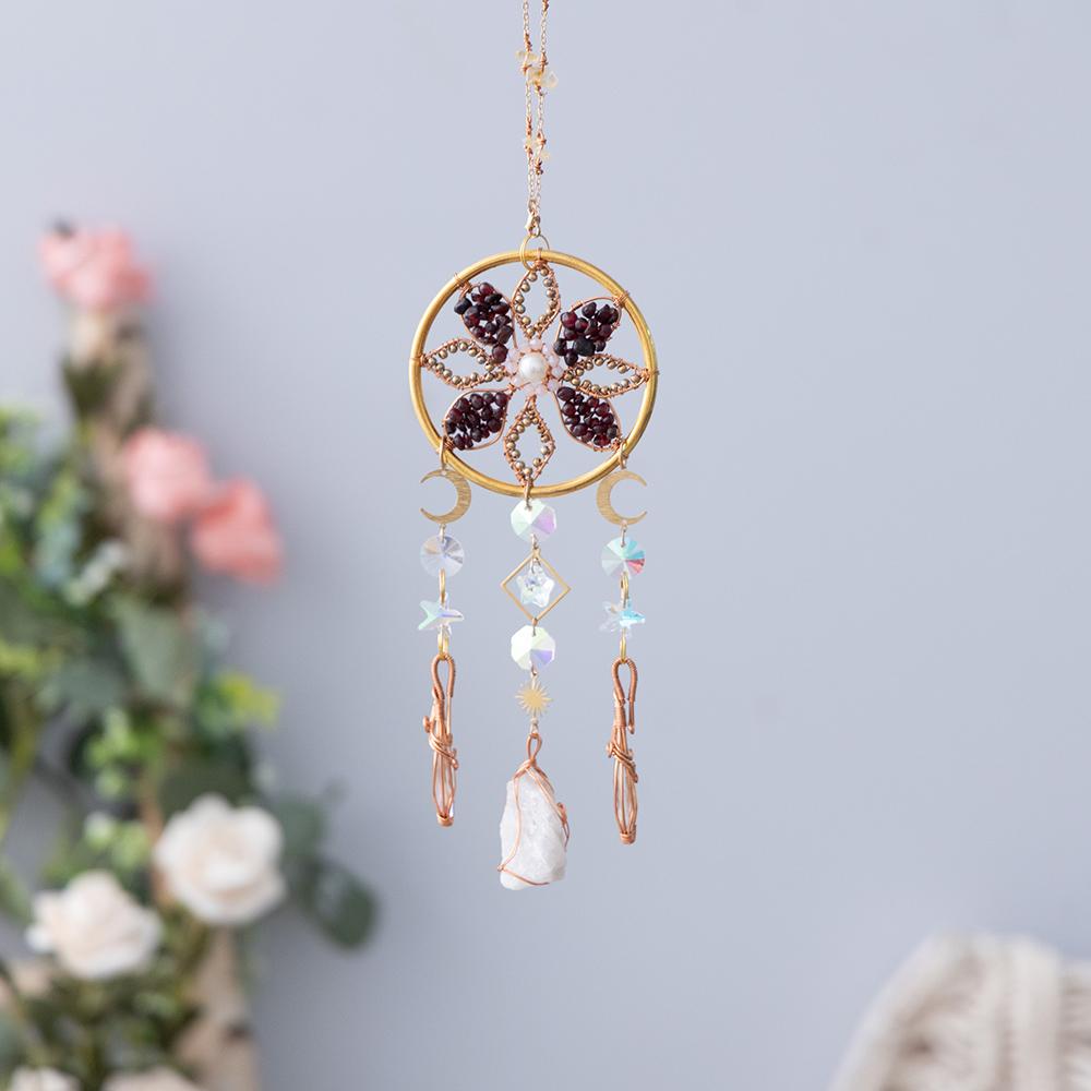 Crystal Wind Chime Suncatcher Bedroom Balcony Patio Sun Moon Prism Pendant Good Home Hanging Prisma Garden Art Decorations